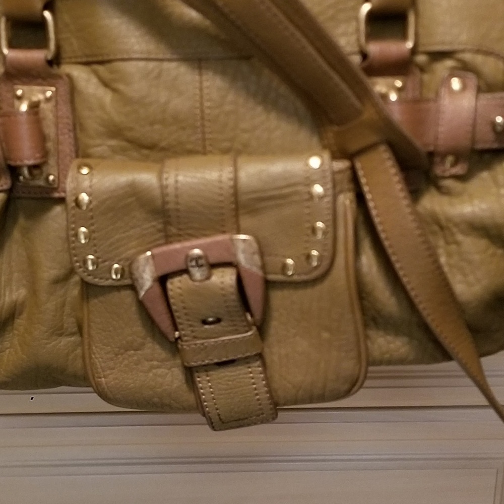 Just Cavalli mustard green leather bag